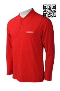 P748  定購淨色長袖Polo恤  電訊行業 來樣訂造大碼Polo恤 度身訂造Polo恤    紅色